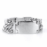 Acier titane bracelet, avec crosse modèle & chaîne de gourmette & avec le motif de lettre & pour homme, couleur originale, 23mm, Longueur Environ 8 pouce, 3Strandstoron/lot, Vendu par lot