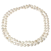 Naturliga sötvatten pärla långt halsband, Freshwater Pearl, Coin, olika längd för val, vit, 8-9mm, Säljs av Strand