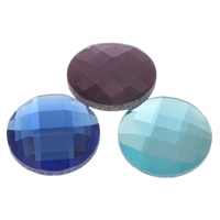 Cabochons en verre, Plat rond, dos plat & facettes, plus de couleurs à choisir, 18x3.5mm, 200PC/sac, Vendu par sac