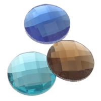 Cabochons en verre, Plat rond, dos plat & facettes, plus de couleurs à choisir, 20x5mm, 130PC/sac, Vendu par sac