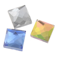 Glass Cabochons Square flat back & faceted Sold By Bag