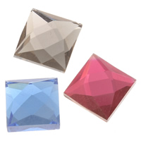 Glas Cabochons, Quadrat, flache Rückseite & facettierte, keine, 10x10x3.50mm, 1300PCs/Tasche, verkauft von Tasche