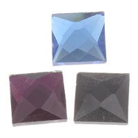 Cabochons en verre, cadre, dos plat & facettes, plus de couleurs à choisir, 14x14x3.50mm, 400PC/sac, Vendu par sac