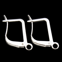 Messing Hendel terug Earring Wires, silver plated, 14x17x3mm, Gat:Ca 1mm, 10paren/Bag, Verkocht door Bag