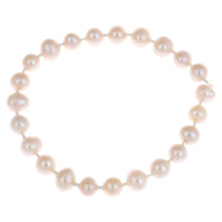 Makeanveden viljeltyjä Pearl rannerengas, Makeanveden helmen, kanssa Lasi Siemenhelmet, Peruna, luonnollinen, vaaleanpunainen, 7-8mm, Myyty Per N. 7.5 tuuma Strand