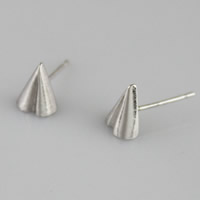 Messing Stud Earring, med plast earnut, Konisk, ægte sølv forgyldt, 8.5x6mm, Solgt af par