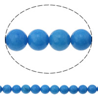 Dyed Jade goutte, Rond, bleu, 10mm, Trou:Environ 1mm, Longueur Environ 16 pouce, 5Strandstoron/lot, Environ 41PC/brin, Vendu par lot