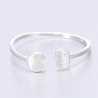 ottone Anelli Cuff, Pesce, placcato argento vero, spazzolato, 5-8mm, Misura:5, Venduto da PC