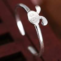 laiton Cuff Bague, lapin, Plaqué d'argent, tréfilage métallique, 5-10mm, Taille:5, Vendu par PC