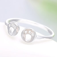 Mässing Cuff finger ring, äkta silver plated, 3-5mm, Storlek:5, Säljs av PC