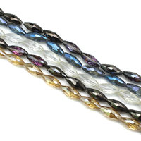 Ovaal kristal kralen, kleurrijke vergulde, gefacetteerde, meer kleuren voor de keuze, 10x23mm, Gat:Ca 1.5mm, Ca 35pC's/Strand, Per verkocht Ca 30.5 inch Strand