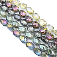 Perle di cristallo, pendolare Lochrose, placcato multicolore, sfaccettati, più colori per la scelta, 13x18x9mm, Foro:Appross. 1.5mm, Appross. 35PC/filo, Venduto per Appross. 24 pollice filo