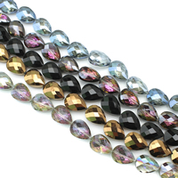 Teardrop kristal kralen, Traan, kleurrijke vergulde, gefacetteerde, meer kleuren voor de keuze, 14x18x9mm, Gat:Ca 1.5mm, Ca 35pC's/Strand, Per verkocht Ca 23.5 inch Strand