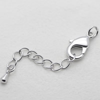 Mässing Lobster Claw Cord Lås, silver pläterad, nickel, bly och kadmium gratis, 17x7mm, 50mm, Hål:Ca 2-5mm, Säljs av PC