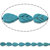 Perles turquoises, turquoise synthétique, feuille, bleu turquoise, 13x9x3.50mm, Trou:Environ 1mm, Longueur Environ 15.5 pouce, 50Strandstoron/lot, Vendu par lot