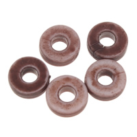 Imitatie Ox bot acryl kralen, Donut, diepe koffie kleur, 6x2mm, Gat:Ca 2mm, 2Tassen/Lot, Ca 8990pC's/Bag, Verkocht door Lot