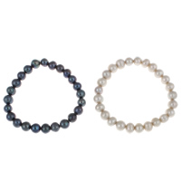 Zoetwater gekweekte parel armband, Zoetwater Parel, Aardappel, meer kleuren voor de keuze, 8-9mm, Per verkocht Ca 7.5 inch Strand