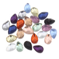 Γυαλί Cabochons, Ποτήρι, Teardrop, επίπεδη πλάτη & πολύπλευρη, περισσότερα χρώματα για την επιλογή, 4x6x2mm, 650PCs/τσάντα, Sold Με τσάντα