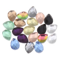 Γυαλί Cabochons, Ποτήρι, Teardrop, επίπεδη πλάτη & πολύπλευρη, περισσότερα χρώματα για την επιλογή, 6x8x3mm, 800PCs/τσάντα, Sold Με τσάντα