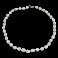 Diúilicín Péarla muince Nádúrtha, Pearl Fionnuisce, práis clasp, Prátaí, fhad éagsúla do rogha & stíleanna éagsúla do rogha, bán, 8-9mm, Díolta De réir Snáithe