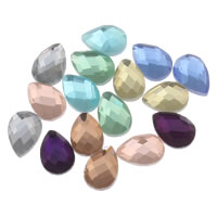 Γυαλί Cabochons, Ποτήρι, Teardrop, επίπεδη πλάτη & πολύπλευρη, περισσότερα χρώματα για την επιλογή, 7x10x4mm, 500PCs/τσάντα, Sold Με τσάντα