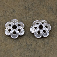 Sárgaréz Bead vonalvég beállítását, Virág, Vastag 925 Sterling ezüst, aranyozott, magas színvonalú galvanizáló, és soha nem fakulnak, nikkel, ólom és kadmium mentes, 9x10x1mm, Lyuk:Kb 2mm, 300PC-k/Lot, Által értékesített Lot