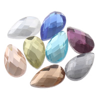 Γυαλί Cabochons, Ποτήρι, Teardrop, επίπεδη πλάτη & πολύπλευρη, περισσότερα χρώματα για την επιλογή, 8x13x4mm, 340PCs/τσάντα, Sold Με τσάντα