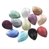 Γυαλί Cabochons, Ποτήρι, Teardrop, επίπεδη πλάτη & πολύπλευρη, περισσότερα χρώματα για την επιλογή, 13x18x4mm, 220PCs/τσάντα, Sold Με τσάντα