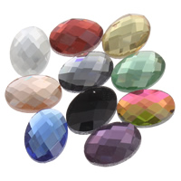 Cabochons en verre, ovale, dos plat & facettes, plus de couleurs à choisir, 13x18x3mm, 220PC/sac, Vendu par sac