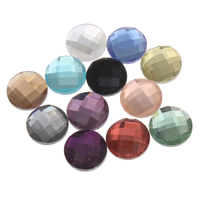 Cabochons en verre, Plat rond, dos plat & facettes, plus de couleurs à choisir, 12x12x4mm, 280PC/sac, Vendu par sac