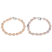 Pulseras de Perlas Freshwater, Perlas cultivadas de agua dulce, latón cierre, Patata, natural, diferentes estilos para la opción, más colores para la opción, 8-9mm, Vendido para aproximado 7.5 Inch Sarta