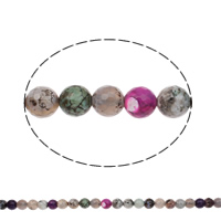 Prirodni Rainbow ahat perle, Rainbow Agate, Krug, prirodan, faceted, 12mm, Rupa:Približno 1mm, Dužina Približno 14 inčni, 5pramenovi/Torba, Približno 31računala/Strand, Prodano By Torba