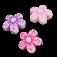 Kemisk vask akryl perler, Flower, blandede farver, 11x6mm, Hole:Ca. 1mm, 2Tasker/Lot, Ca. 2400pc'er/Bag, Solgt af Lot