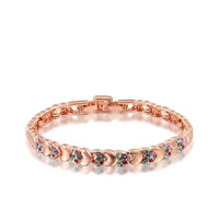 Zinklegering armbandkettingen, Zinc Alloy, echte rose goud verguld, met Australië strass, nikkel, lood en cadmium vrij, 6mm, Per verkocht Ca 6.4 inch Strand