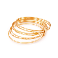 Messing Bangle, Donut, 18K vergulde, bloem gesneden & 7-strand, nikkel, lood en cadmium vrij, 65x65mm, Binnendiameter:Ca 65mm, Lengte Ca 8 inch, Verkocht door PC