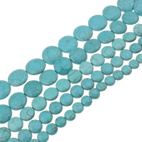 Turquoise Kralen, Synthetische Turquoise, Rond plat, verschillende grootte voor keus, blauw, Gat:Ca 1mm, Lengte Ca 15 inch, Verkocht door Bag