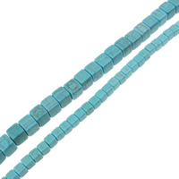 Perles turquoises, turquoise synthétique, cube, normes différentes pour le choix, bleu, Trou:Environ 1.5mm, Longueur Environ 15 pouce, Vendu par sac