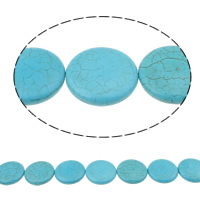 Tyrkysové korálky, Syntetický Turquoise, Flat Round, modrý, 30x8mm, Otvor:Cca 1.5mm, Délka Cca 15 inch, 50přediva/Bag, Cca 10PC/Strand, Prodáno By Bag