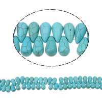 Turquoise Kralen, Synthetische Turquoise, Traan, blauw, 9x17mm, Gat:Ca 1mm, Lengte Ca 15 inch, 50strengen/Bag, Ca 84pC's/Strand, Verkocht door Bag