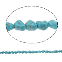 Turquoise Kralen, Synthetische Turquoise, Nuggets, blauw, 12x10mm, Gat:Ca 1mm, Lengte Ca 15 inch, 50strengen/Bag, Ca 35pC's/Strand, Verkocht door Bag