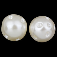 ABS plastike biser Kuglice Podešavanje, Krug, bijel, 15.5mm, Rupa:Približno 2mm, Unutarnji promjer:Približno 1, 1.5mm, 2Torbe/Lot, Približno 220računala/Torba, Prodano By Lot