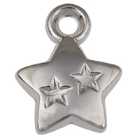 Pendants Aicrileach, Star, dath airgid plated, 12x15x3mm, Poll:Thart 2mm, 2málaí/Lot, Thart 2200ríomhairí pearsanta/Mála, Díolta De réir Lot