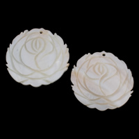 Natural White Shell Pendler, Flower, naturlig, udskårne, hvid, 44x3mm, Hole:Ca. 1mm, Solgt af PC