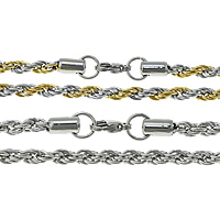 Stainless Steel Chain Ogrlica, Nehrđajući čelik, pozlaćen, konop lanac, više boja za izbor, 5mm, Dužina Približno 22 inčni, 20pramenovi/Lot, Prodano By Lot