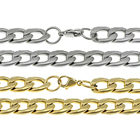 Stainless Steel Chain halskæde, forgyldt, bremse kæde & mat, flere farver til valg, 16x11.50x3mm, Længde Ca. 24 inch, Solgt af Lot