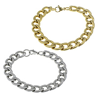 Rustfrit stål smykker Armbånd, Stainless Steel, forgyldt, bremse kæde & mat, flere farver til valg, 16x11.50x3mm, Længde Ca. 8.5 inch, 10Strands/Lot, Solgt af Lot