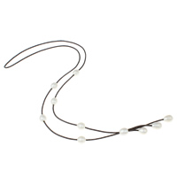 Collier en perles d'eau douce Pull, perle d'eau douce cultivée, avec cordon en caoutchouc, riz, naturel, blanc, 10-11mm, Vendu par Environ 31.5 pouce brin