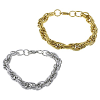 Stainless Steel smycken Armband, ROSTFRITT STÅL, plated, Rope Chain, fler färger för val, 13x8x1.70mm, Längd Ca 8.5 inch, 20Strands/Lot, Säljs av Lot