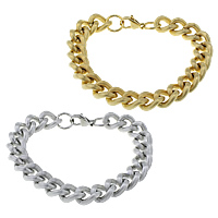 Bracciale gioielli in acciaio inossidabile, acciaio inox, placcato, Twist ovale, nessuno, 14x11x3mm, Lunghezza Appross. 8.5 pollice, 10Strandstrefolo/lotto, Venduto da lotto