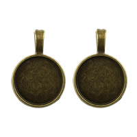 Zinc Alloy vedhæng Cabochon Setting, Flad Rund, antik bronze farve forgyldt, nikkel, bly & cadmium fri, 20x30x2mm, Hole:Ca. 3.5x6mm, Indvendig diameter:Ca. 18mm, 500pc'er/Lot, Solgt af Lot